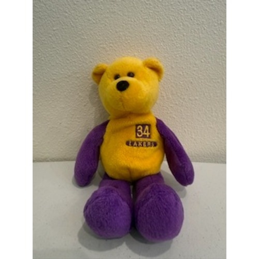 Shaquille O'Neal LA Lakers Plush Bear #34 Purple Gold NBA Sports Memorabilia